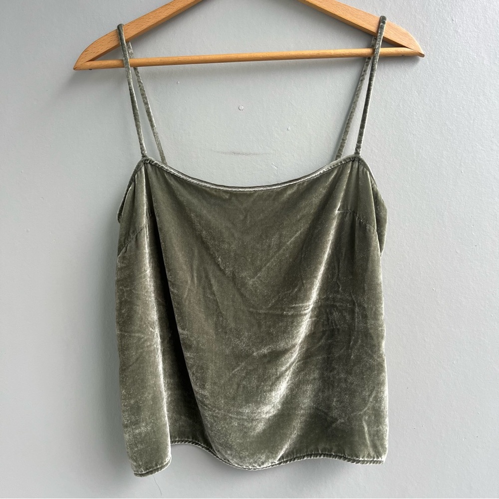 Reformation Green Velvet Tank Top, size M